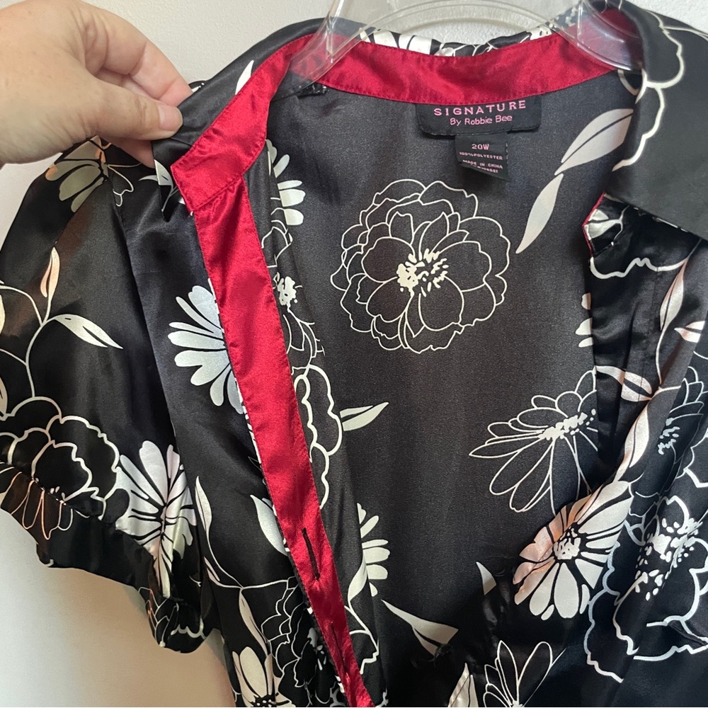 NEW Signature by Robbie Bee Dress Black White Floral Red Trim Plus Size … - Picture 9 of 12